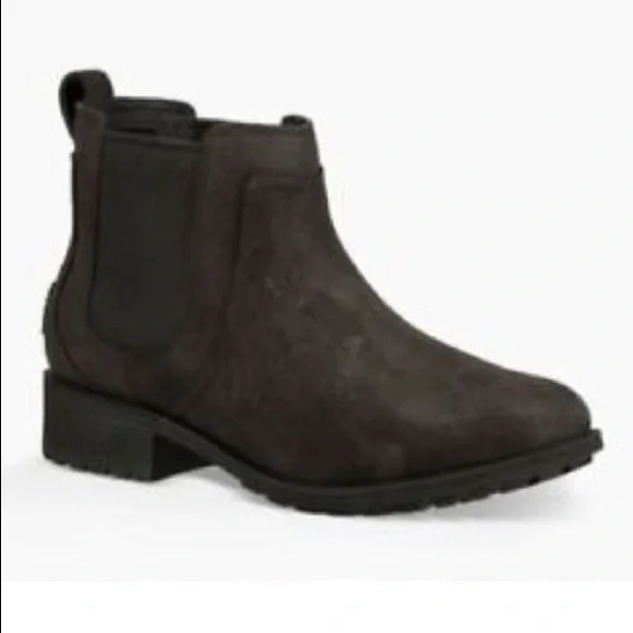 NWOT Womens Ugg Bonham II Black Waterproof Leather Sheepskin Lined Boots 1095150 - Picture 3 of 11